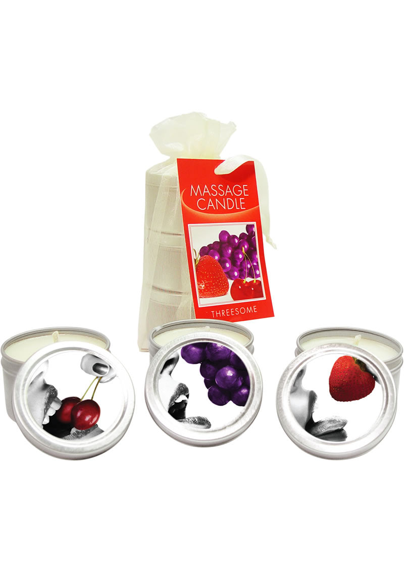 Edible Candle Threesome Round Massage Oil Candles